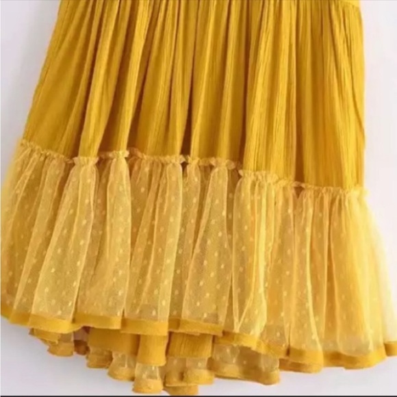 CLOSEOUT SALE New! Mustard Swiss Dot Ruffle Halter Dress - Picture 7 of 8